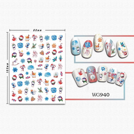 WG940  10pcs/lot Christmas Nail Stickers