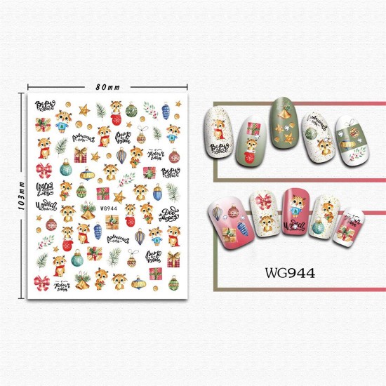 WG944  10pcs/lot Christmas Nail Stickers