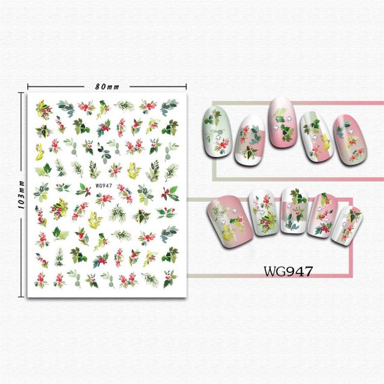 WG947  10pcs/lot Christmas Nail Stickers