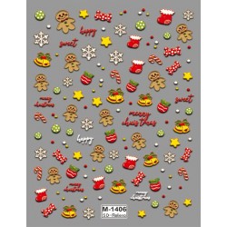 5D-M1406   10pcs/lot Christmas Embossed Nail Stickers