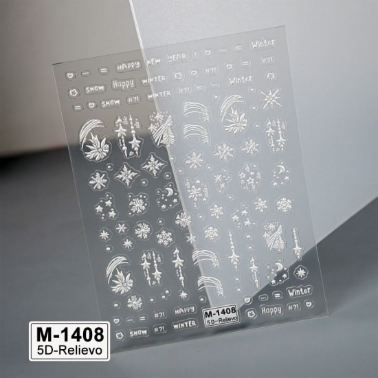 5D-M1408   10pcs/lot Christmas Embossed Nail Stickers