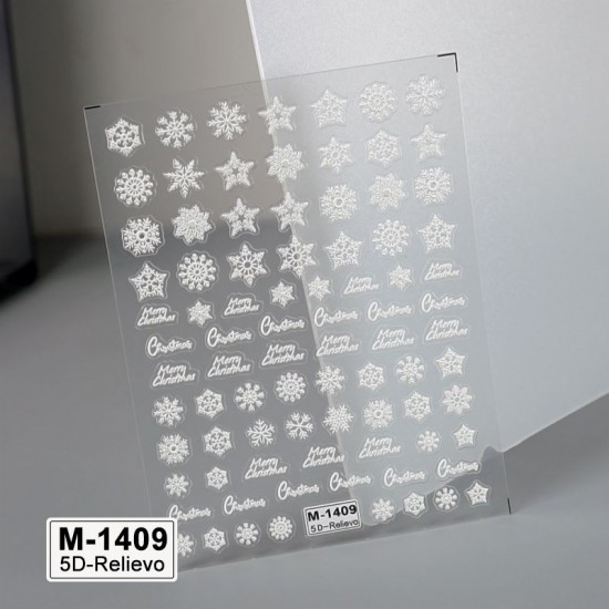 5D-M1409   10pcs/lot Christmas Embossed Nail Stickers