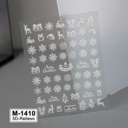 5D-M1410   10pcs/lot Christmas Embossed Nail Stickers