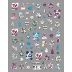 5D-M1415   10pcs/lot Christmas Embossed Nail Stickers