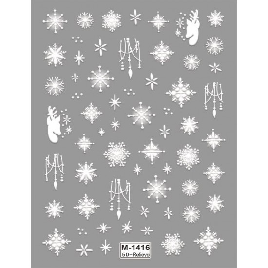 5D-M1416   10pcs/lot Christmas Embossed Nail Stickers