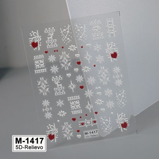 5D-M1417   10pcs/lot Christmas Embossed Nail Stickers