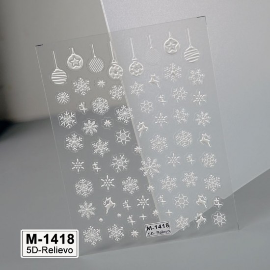 5D-M1418   10pcs/lot Christmas Embossed Nail Stickers