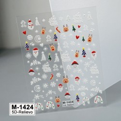 5D-M1424   10pcs/lot Christmas Embossed Nail Stickers