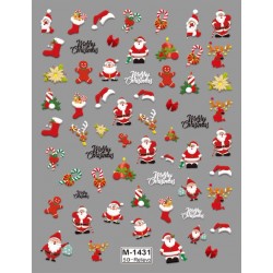 5D-M1431   10pcs/lot Christmas Embossed Nail Stickers