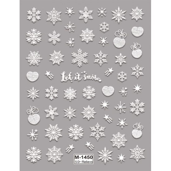 5D-M1450   10pcs/lot Christmas Embossed Nail Stickers