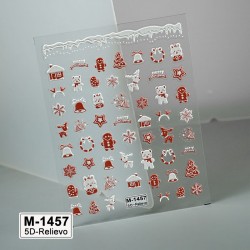 5D-M1457   10pcs/lot Christmas Embossed Nail Stickers