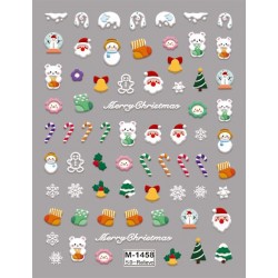 5D-M1458   10pcs/lot Christmas Embossed Nail Stickers