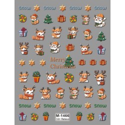 5D-M1466   10pcs/lot Christmas Embossed Nail Stickers