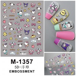 5D-M1357   10pcs/lot Kuromi Embossed Nail Stickers