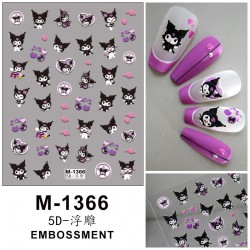 5D-M1366   10pcs/lot Kuromi Embossed Nail Stickers