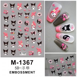 5D-M1367   10pcs/lot Kuromi Embossed Nail Stickers