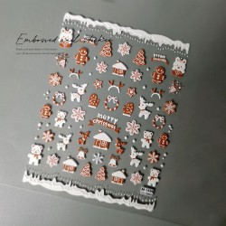 5D-M1556   10pcs/lot Christmas Embossed Nail Stickers