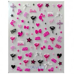 TO3205   10pcs/lot Barbie Embossed Nail Stickers