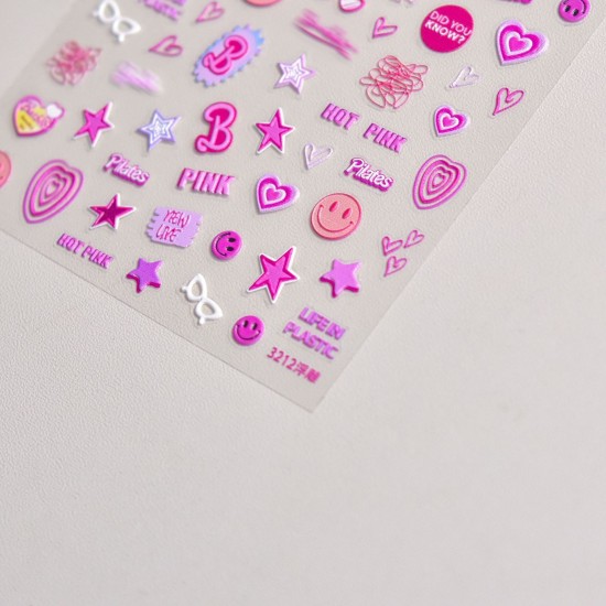 TO3212   10pcs/lot Barbie Embossed Nail Stickers