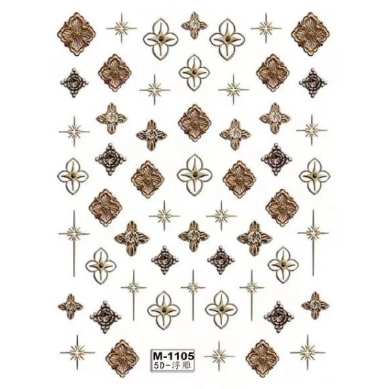 5D-M1105   10pcs/lot Buccellati Embossed Nail Stickers