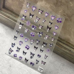 TO1338   10pcs/lot Kuromi Embossed Nail Stickers