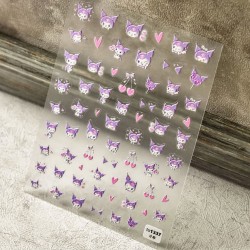 TO1337   10pcs/lot Kuromi Embossed Nail Stickers