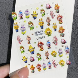 5D-M2474   10pcs/lot LABUBU Embossed Nail Stickers