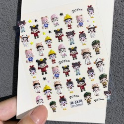 5D-M2476   10pcs/lot Skullpanda Embossed Nail Stickers