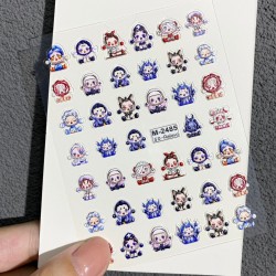 5D-M2485   10pcs/lot Skullpanda Embossed Nail Stickers