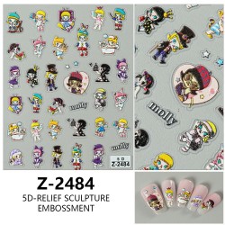 5D-Z2484   10pcs/lot Skullpanda Embossed Nail Stickers