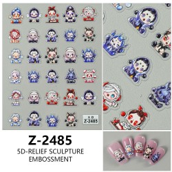 5D-Z2485   10pcs/lot Skullpanda Embossed Nail Stickers