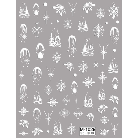 5D-M1029   10pcs/lot Snowflake Embossed Nail Stickers