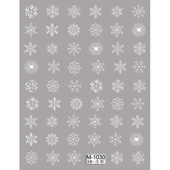 5D-M1030   10pcs/lot Snowflake Embossed Nail Stickers