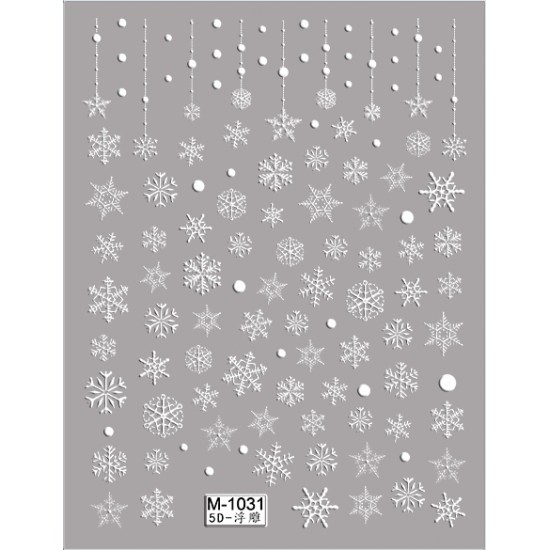 5D-M1031   10pcs/lot Snowflake Embossed Nail Stickers