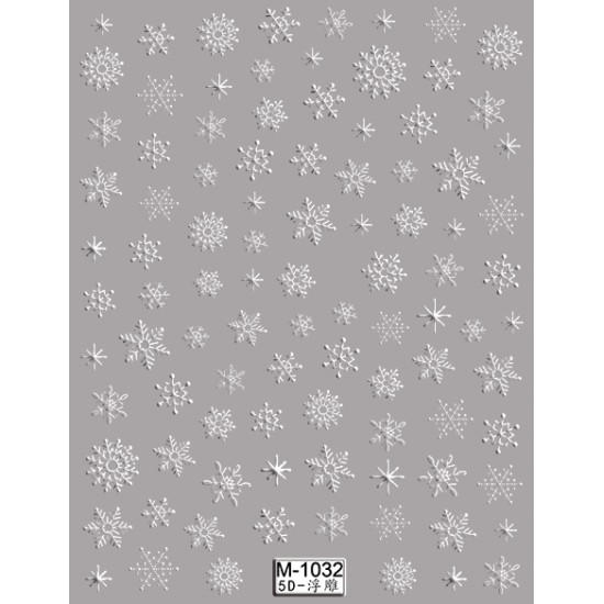 5D-M1032   10pcs/lot Snowflake Embossed Nail Stickers