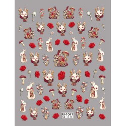 5D-M1047   10pcs/lot Rabbit Embossed Nail Stickers