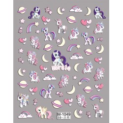 5D-M1049  10pcs/lot Rainbow Unicorn Embossed Nail Stickers