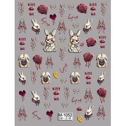 5D-M1052   10pcs/lot Rabbit Embossed Nail Stickers