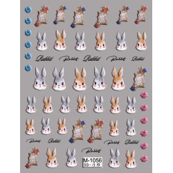 5D-M1056   10pcs/lot Rabbit Embossed Nail Stickers