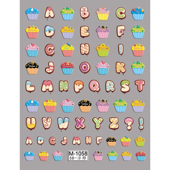 5D-M1058   10pcs/lot Embossed Nail Stickers