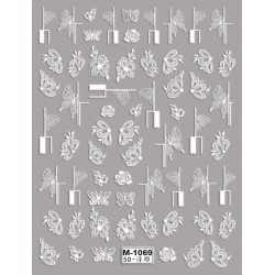 5D-M1069   10pcs/lot Butterfly Embossed Nail Stickers