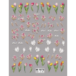 5D-M1073   10pcs/lot Flower Embossed Nail Stickers