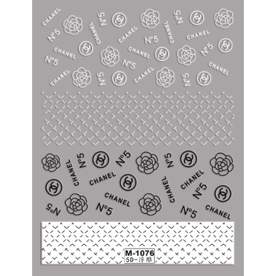 5D-M1076   10pcs/lot Chanel Embossed Nail Stickers