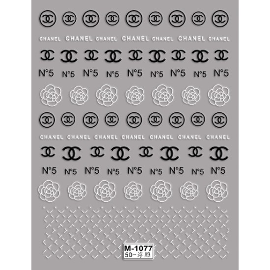 5D-M1077   10pcs/lot Chanel Embossed Nail Stickers