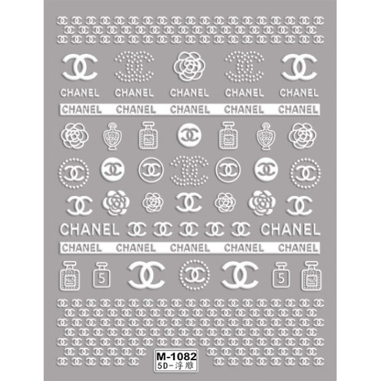 5D-M1082   10pcs/lot Chanel Embossed Nail Stickers