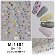 5D-M1101   10pcs/lot LV Embossed Nail Stickers