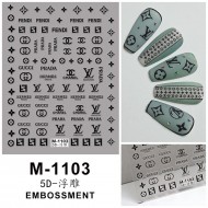 5D-M1103   10pcs/lot Chanel/LV/Fendi/Gucci Embossed Nail Stickers