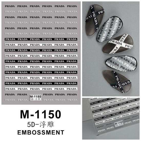 5D-M1150   10pcs/lot PRADA Embossed Nail Stickers