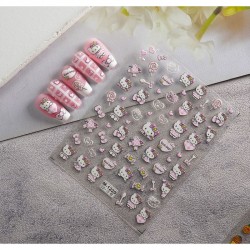 5D-M1220   10pcs/lot Hello Kitty Embossed Nail Stickers