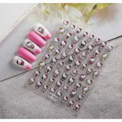 5D-M1222   10pcs/lot Hello Kitty Embossed Nail Stickers